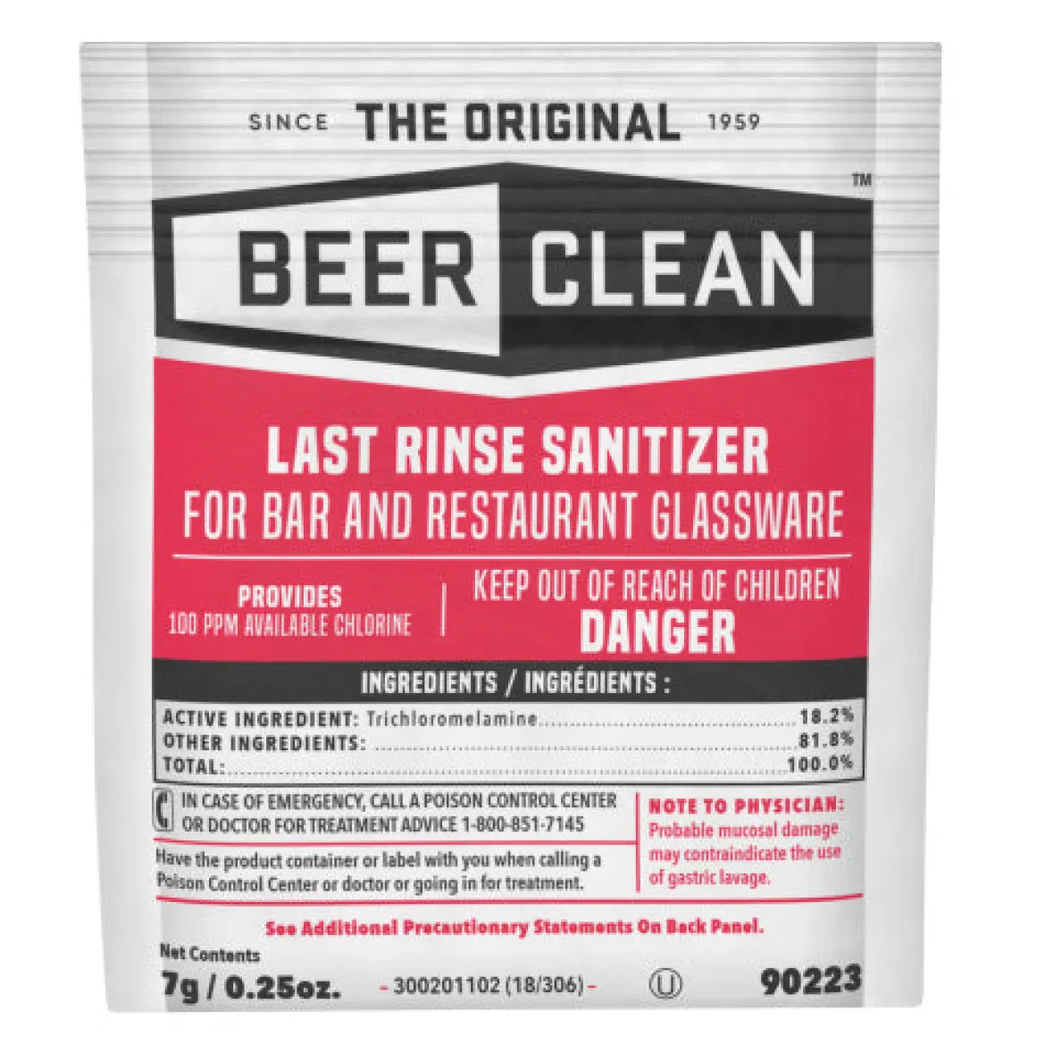 Beer Clean® Last Rinse Glass Sanitizer (1/4 oz Packets) - Case of 100