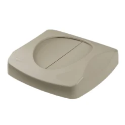 Beige Swinging Trash Can Lid for Rubbermaid® Untouchable® 23 Gallon Square Trash Containers