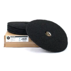 15" Black Rotary Floor Stripping Pads - Case of 5