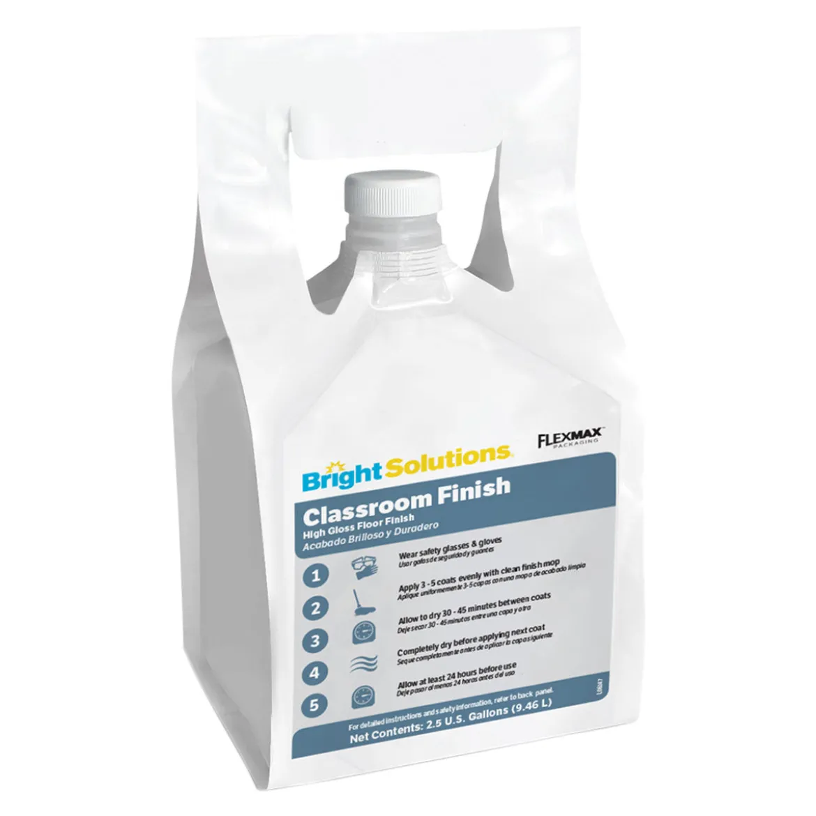 Bright Solutions® 'Classroom Finish' High Gloss Floor Finish (2.5 Gallon Pouches) - Case of 2