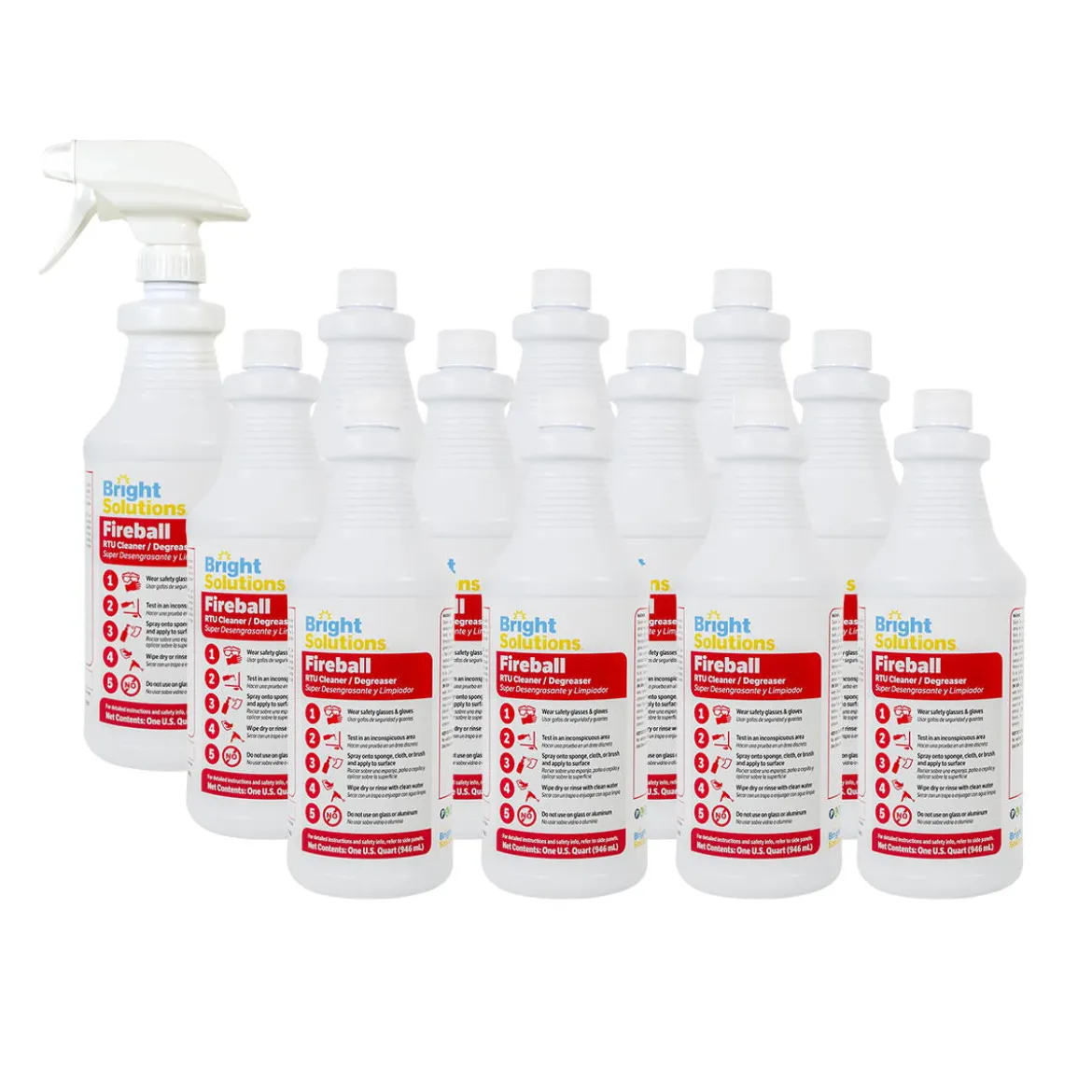 Bright Solutions® ‘Fireball’ RTU Cleaner & Degreaser (32 oz Spray Bottles) - Case of 12