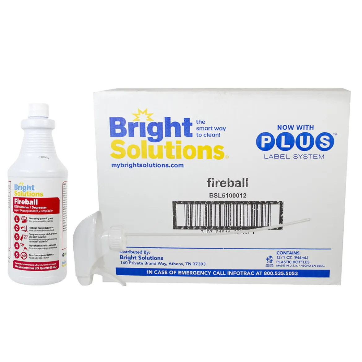 Bright Solutions® ‘Fireball’ RTU Cleaner & Degreaser (32 oz Spray Bottles) - Case of 12