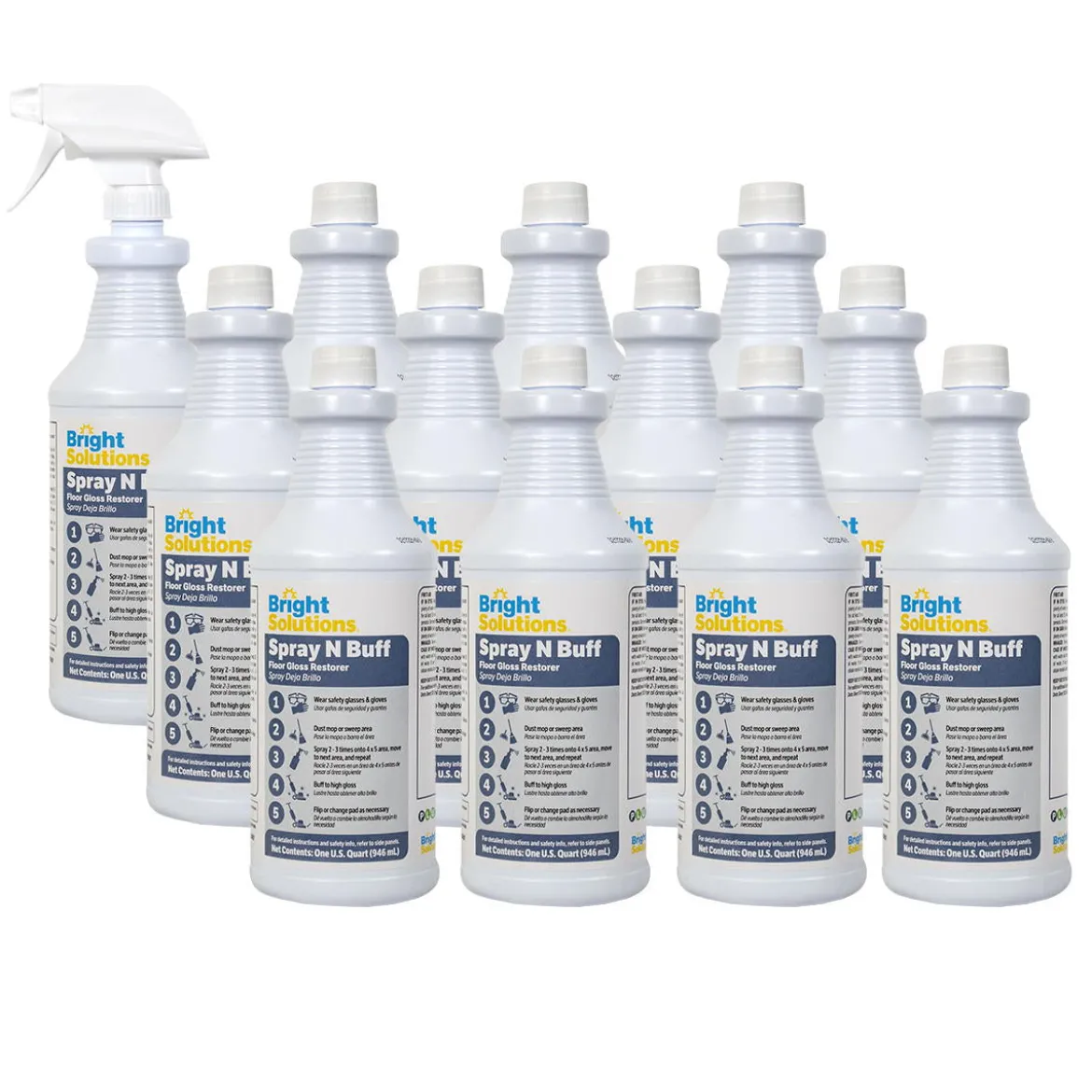 Bright Solutions® 'Spray N Buff' Floor Gloss Restorer (32 oz Spray Bottles) - Case of 12