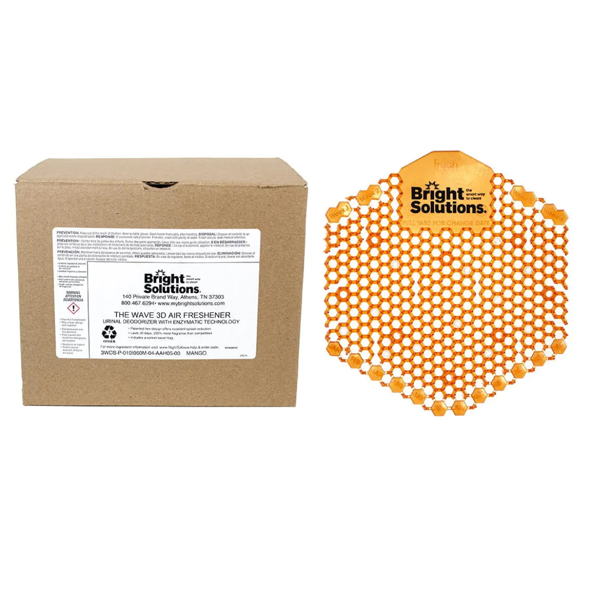 Bright Solutions® Wave 3D Mango Urinal Screen w/ Enzymes - Box of 10