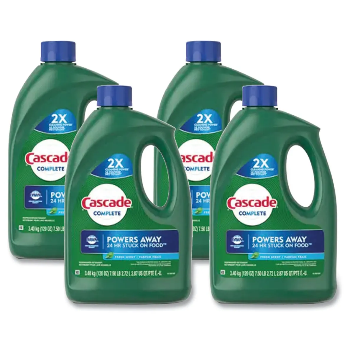 Cascade® Fresh Scent Gel Dishwasher Detergent w/ Dawn® (120 oz Bottles) - Case of 4