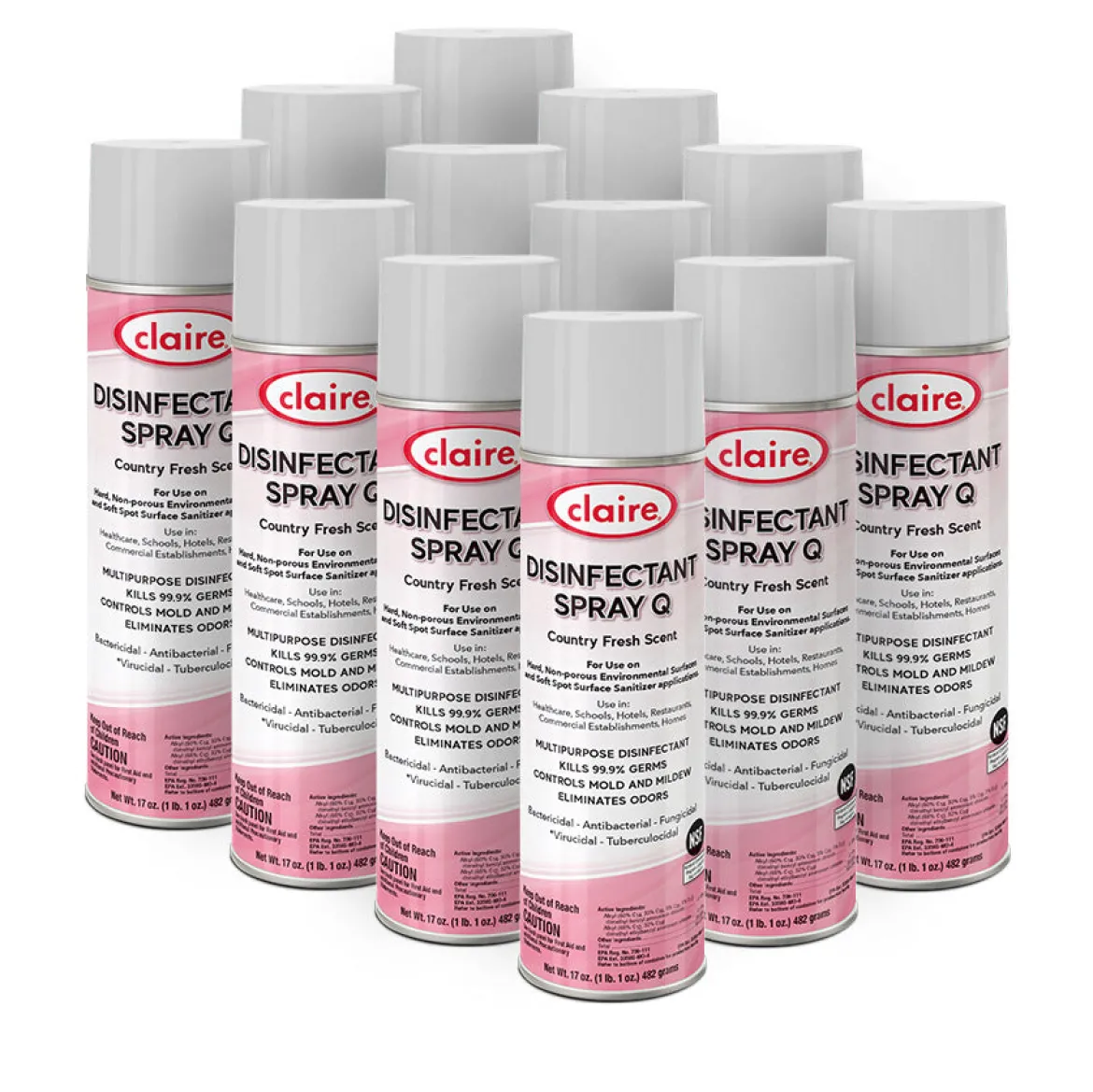 Claire® Country Fresh Scent Multi-Purpose Disinfectant Spray Q (17 oz Aerosol Cans) - Case of 12