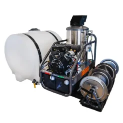 CleanFreak® 8.0 GPM Hot Water Drain Jetter Skid w/ Tank & 200' Reel (Gas Engine) – 3,500 PSI