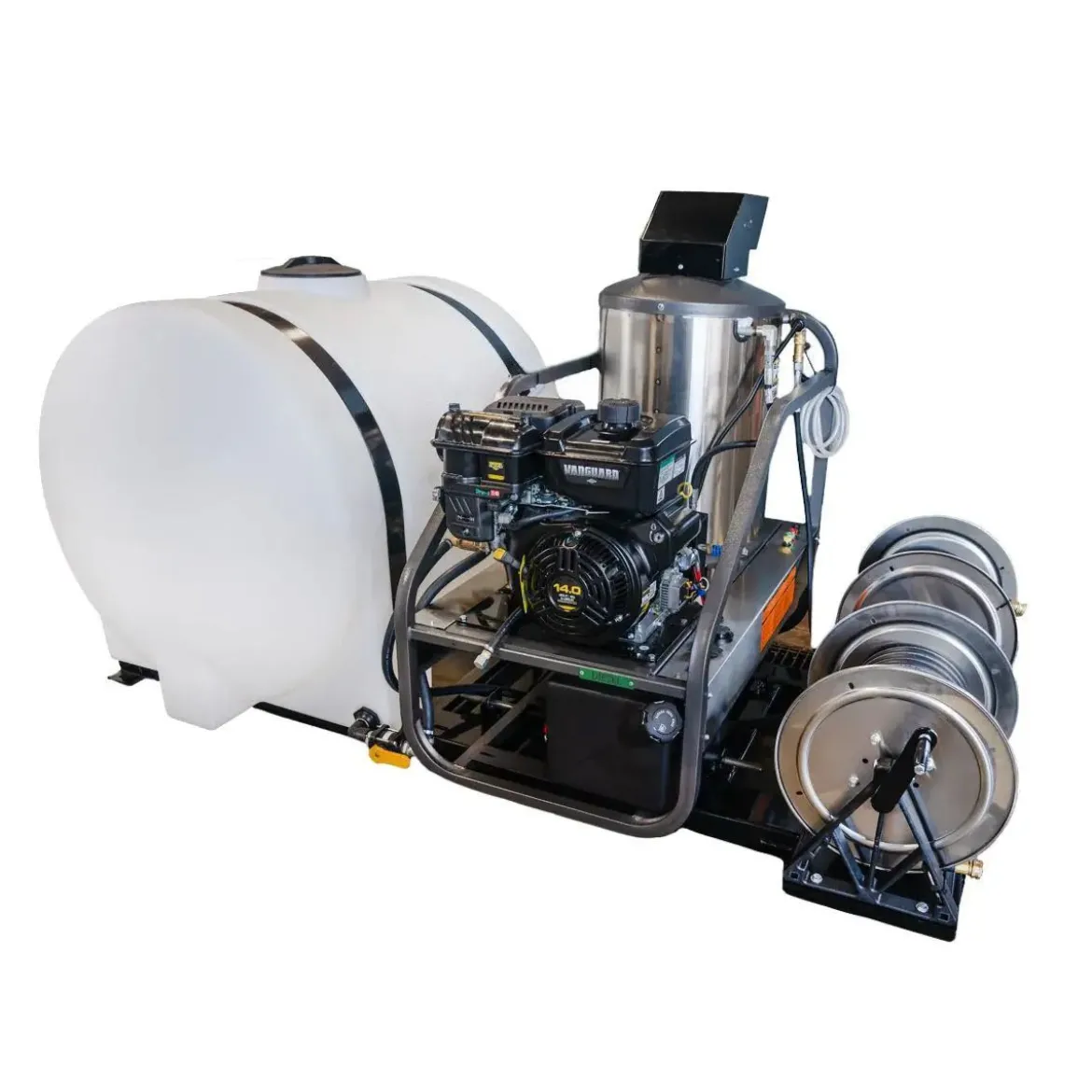CleanFreak® 4.0 GPM Hot Water Drain Jetter Skid w/ Tank & 200' Reel (Gas Engine) – 3,500 PSI