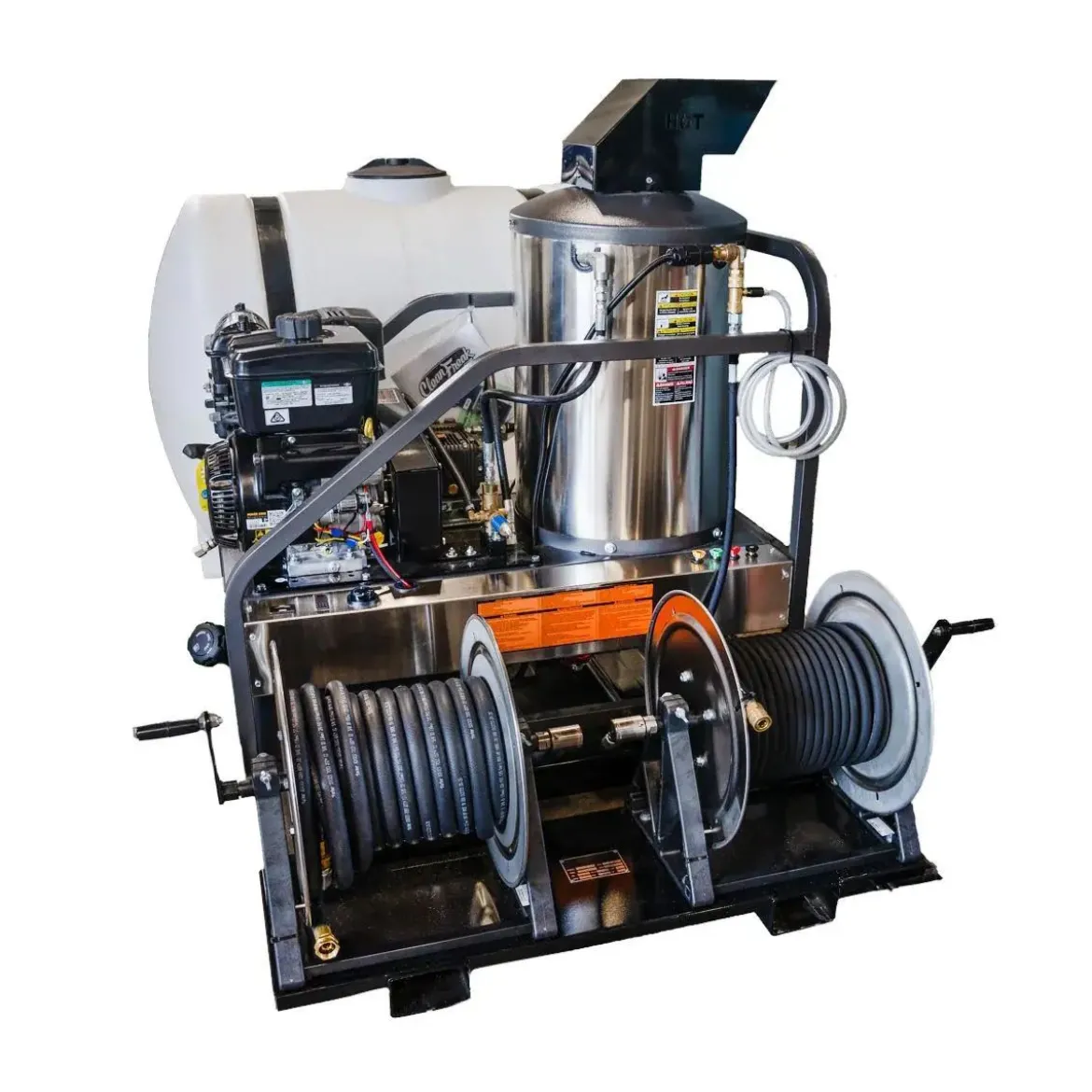 CleanFreak® 4.0 GPM Hot Water Drain Jetter Skid w/ Tank & 200' Reel (Gas Engine) – 3,500 PSI
