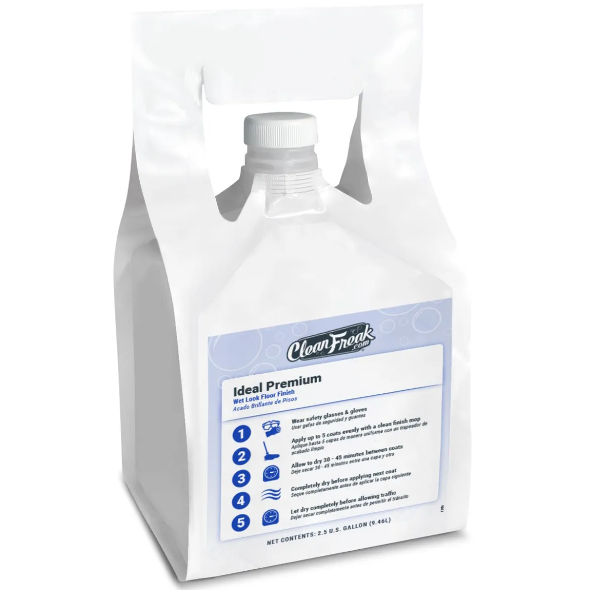 CleanFreak® 'Ideal Premium' Wet Look Floor Finish (2.5 Gallon FlexMax™ Pouches) - Case of 2