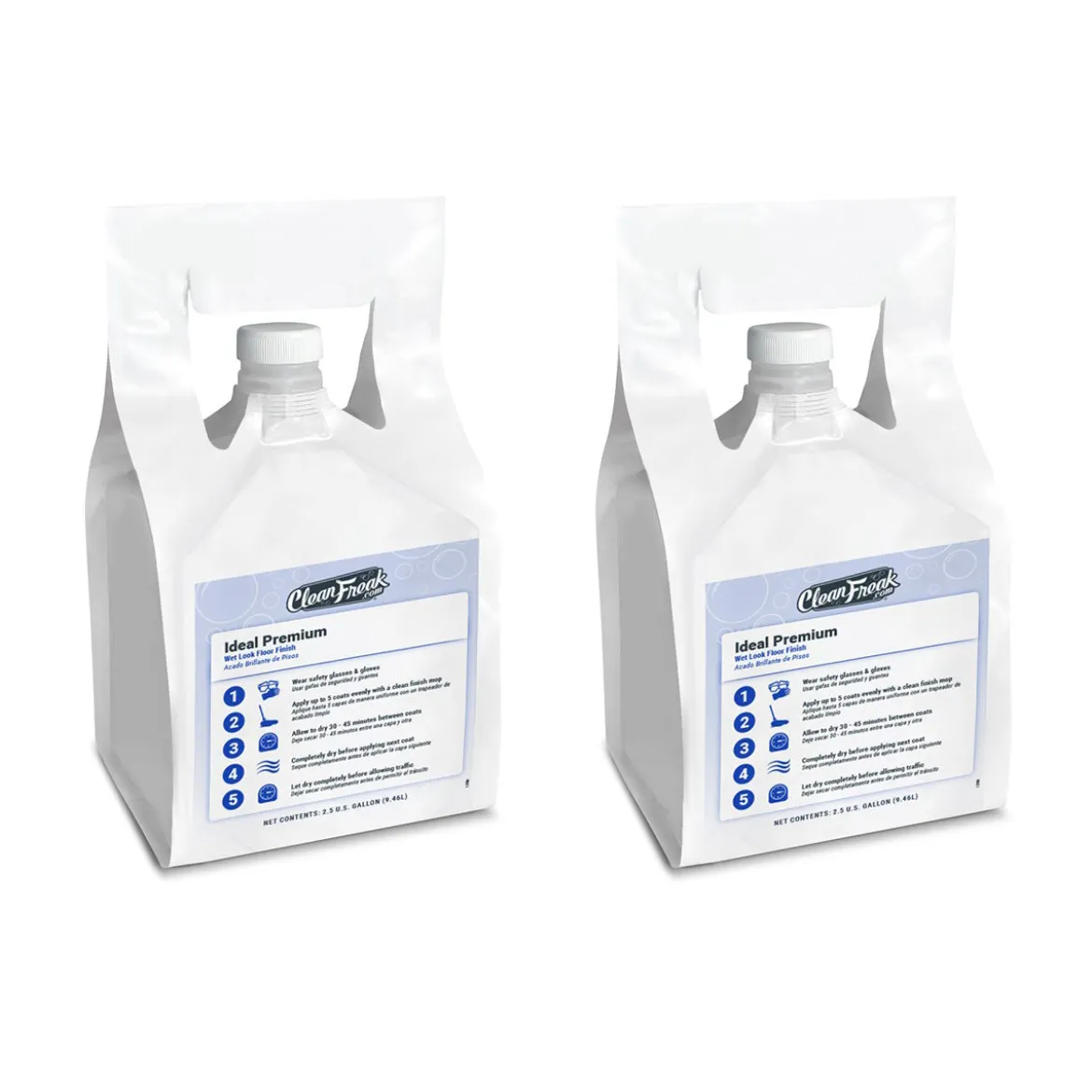 CleanFreak® 'Ideal Premium' Wet Look Floor Finish (2.5 Gallon FlexMax™ Pouches) - Case of 2