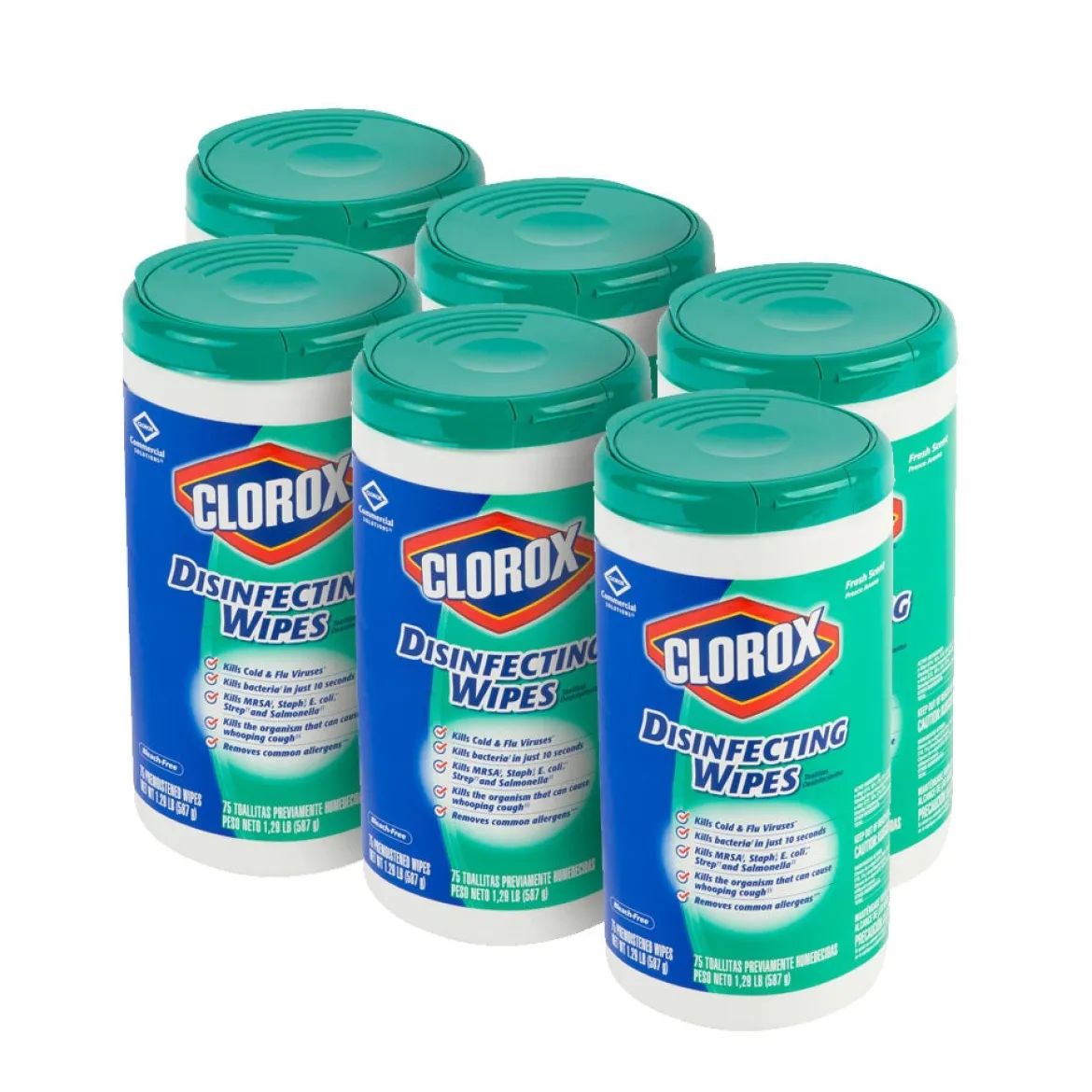 Clorox® Fresh Scent Disinfecting Wipes (7" x 8" | 75 Wipe Canisters) - Case of 6