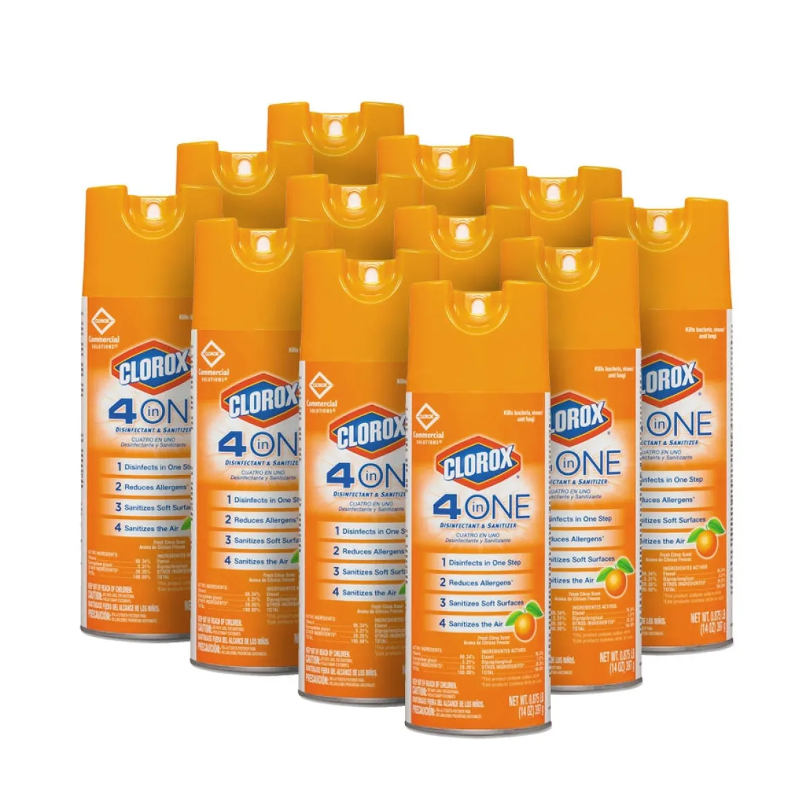 Clorox® 4-in-One Disinfectant & Sanitizer (Citrus Scent) - 12 Aerosol Cans