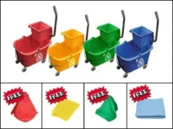 Color Coded Facility Cleaning Package (Mop Buckets & Microfiber Rags)