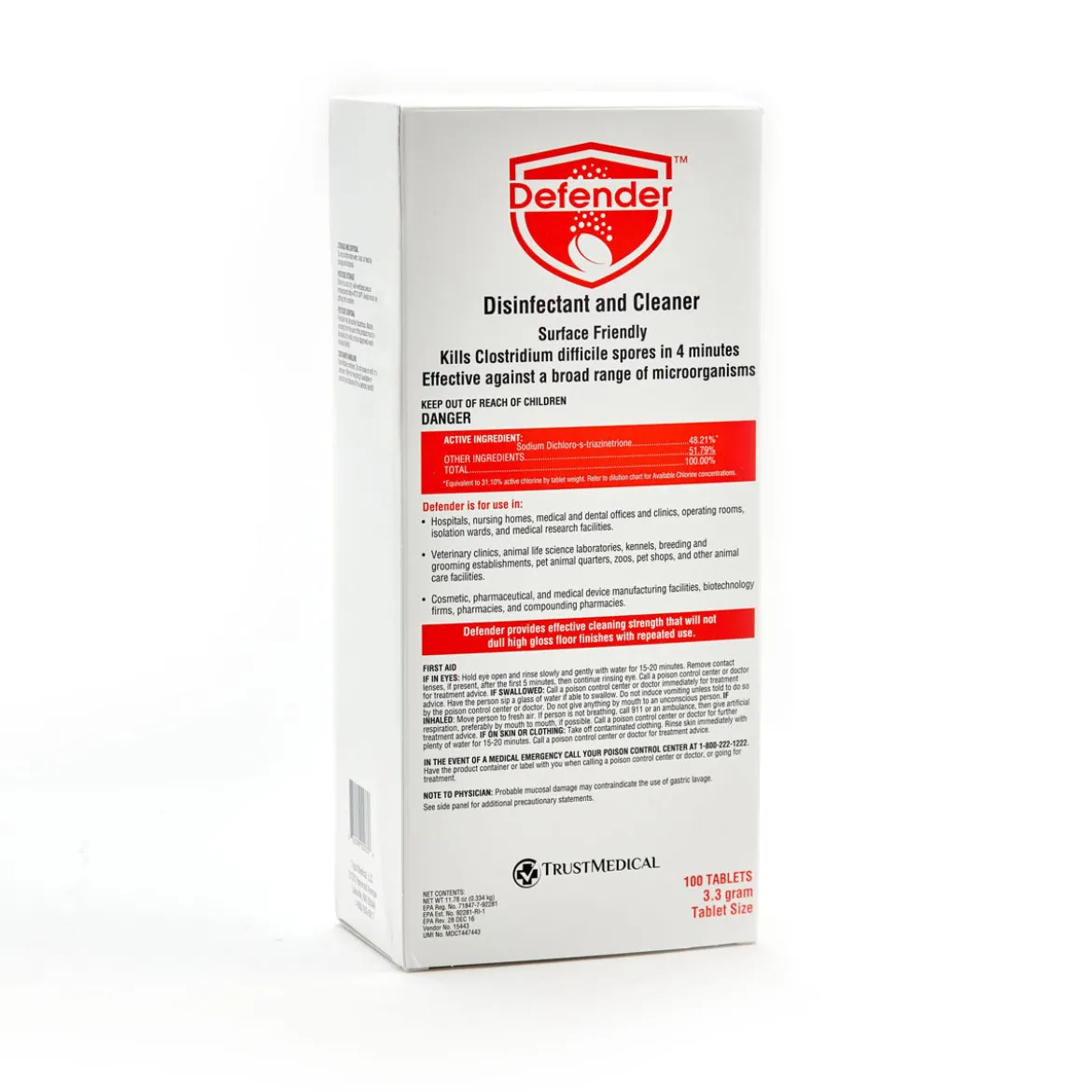 Defender™ EPA-registered Sporicidal Disinfectant, Cleaner & Sanitizer Tablets (3.3 Gram & 13.1 Gram Tablets)
