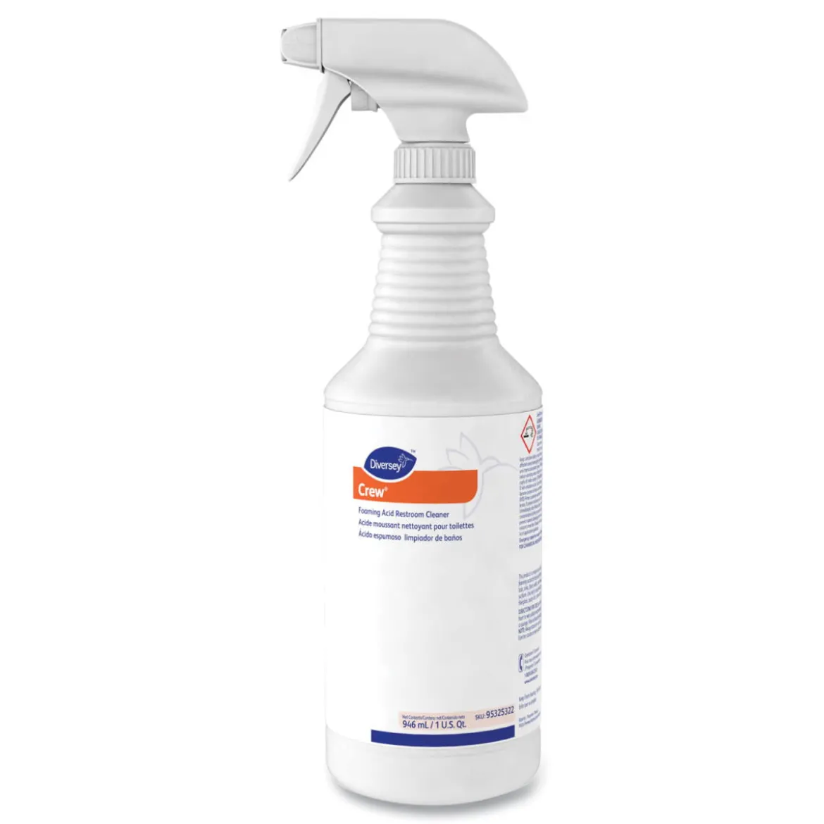 Diversey™ Crew® Foaming Acid Restroom Cleaner (32 oz Spray Bottles) - Case of 12 Quarts