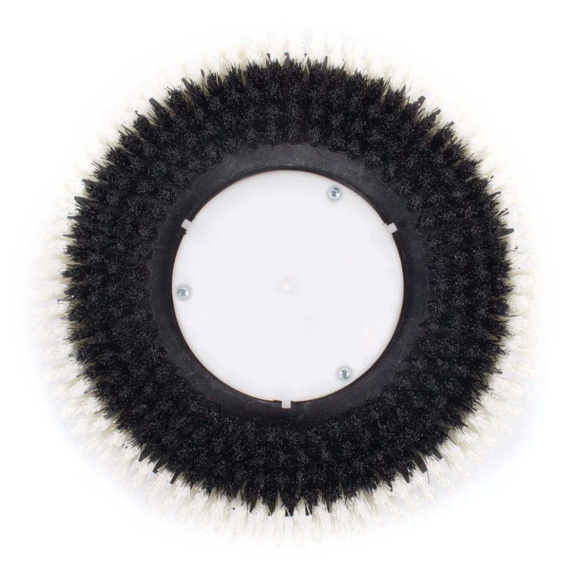 15" Floor Buffer Carpet Scrubbing Brush w/ Carpet Glide - White & Black Nylon Bristles (13" Actual Diameter)