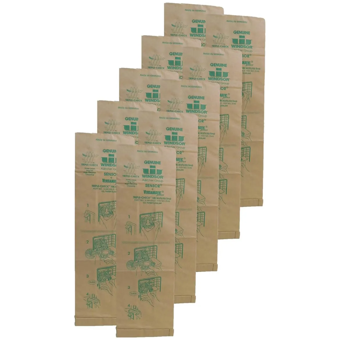 Genuine Replacement Vac Bags (#5300) for Windsor® Sensor® & Versamatic Upright Vacuums - Pack of 10