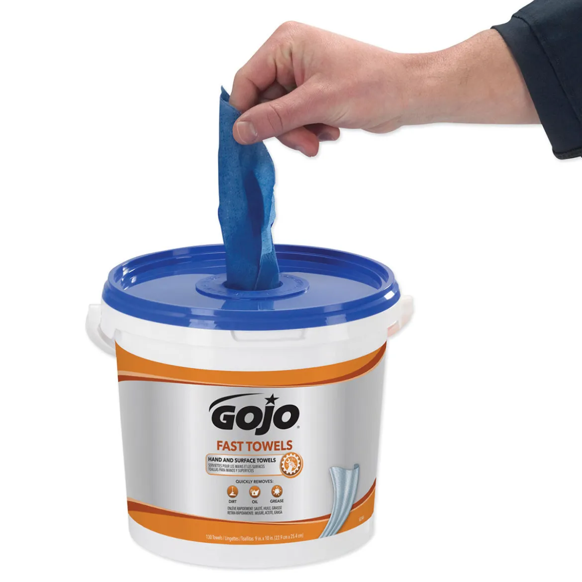 Gojo® Fast Towels Mechanics Hand Cleaner Wipes (7.75" x 11" | 130 Wipe Buckets) - Case of 4