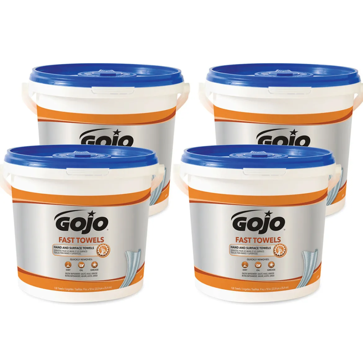 Gojo® Fast Towels Mechanics Hand Cleaner Wipes (7.75" x 11" | 130 Wipe Buckets) - Case of 4