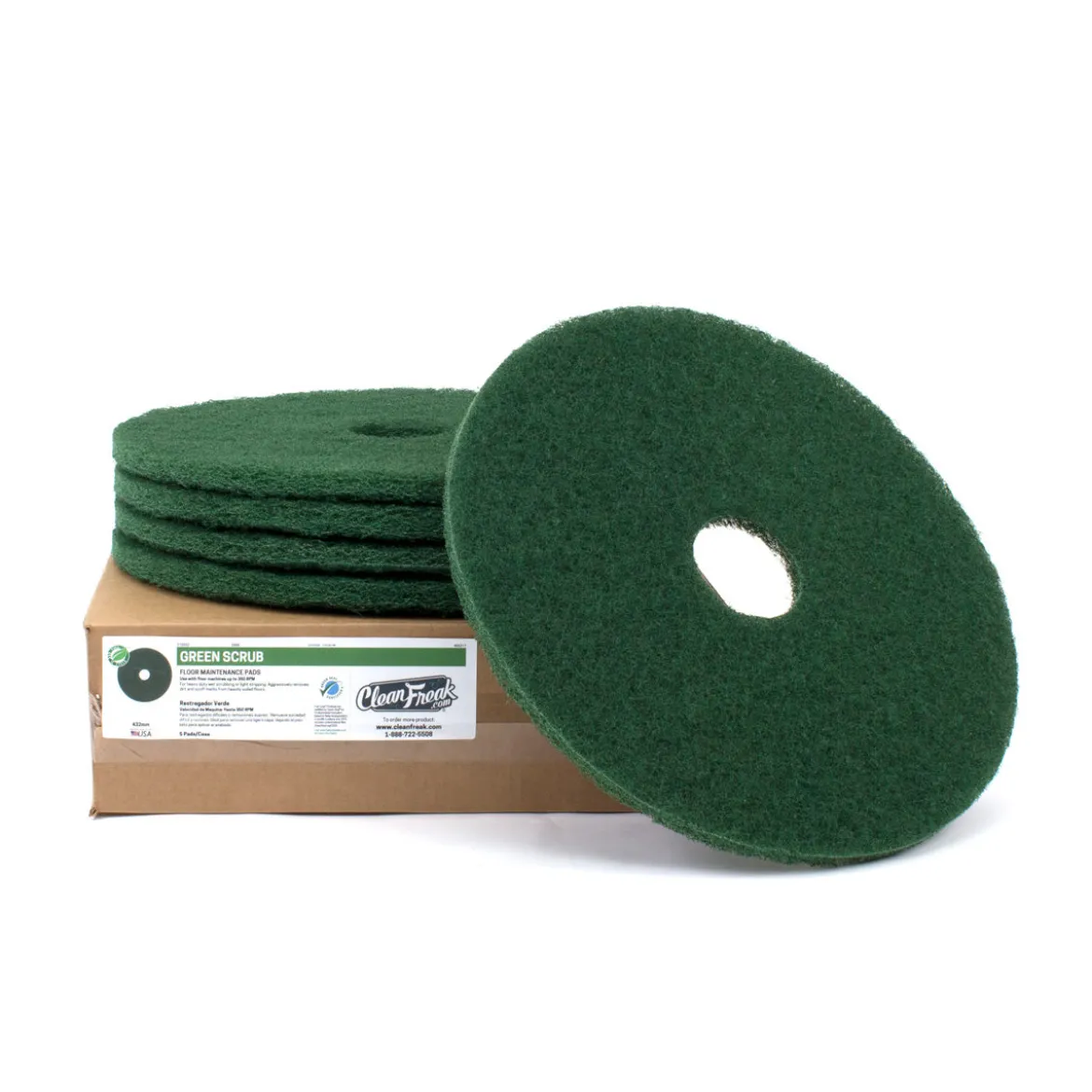 13" Green Deep Scrubbing Floor Pads - Case of 5