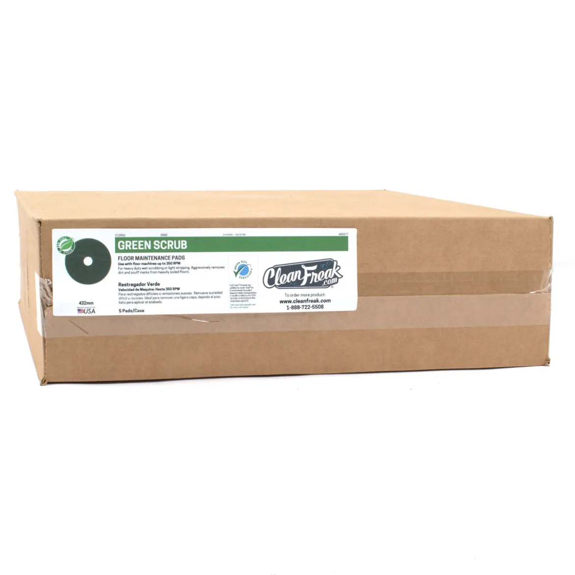 10" Green Deep Scrubbing Floor Pads - Case of 5
