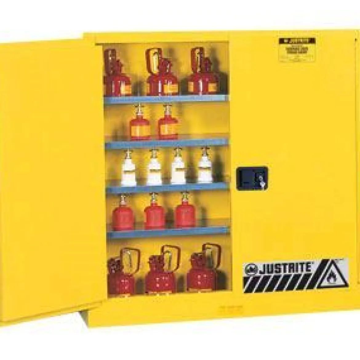 Justrite® Sure-Grip® Wall Mount 3 Shelf Flammable Storage Cabinet (#893400) - 20 Gallon