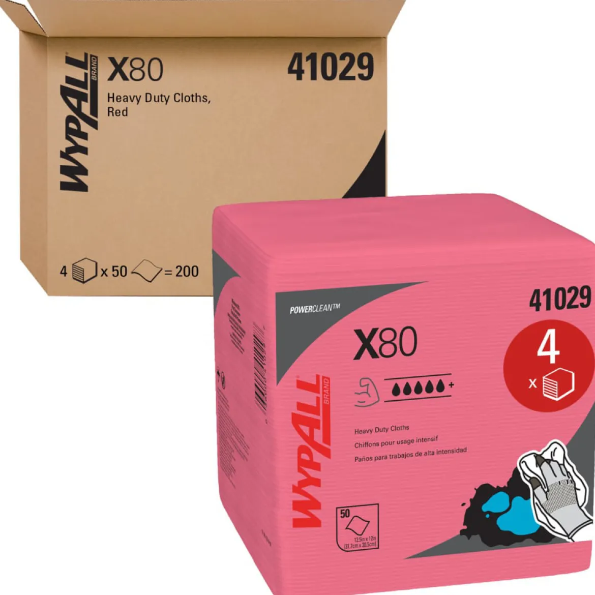 KC WypAll® X80 Red Disposable Towels (#41029) - Case of 200