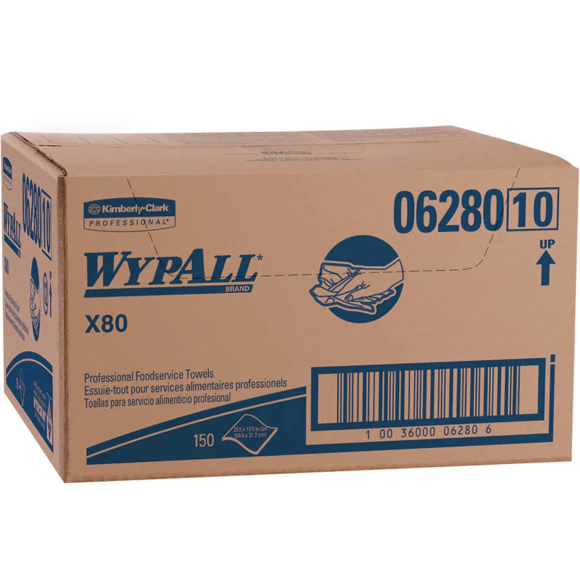 KC WypAll® X80 White w/ Blue Stripe Disposable Foodservice Wipes (#06280) - Case of 150