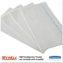 KC WypAll® X80 White w/ Blue Stripe Disposable Foodservice Wipes (#06280) - Case of 150