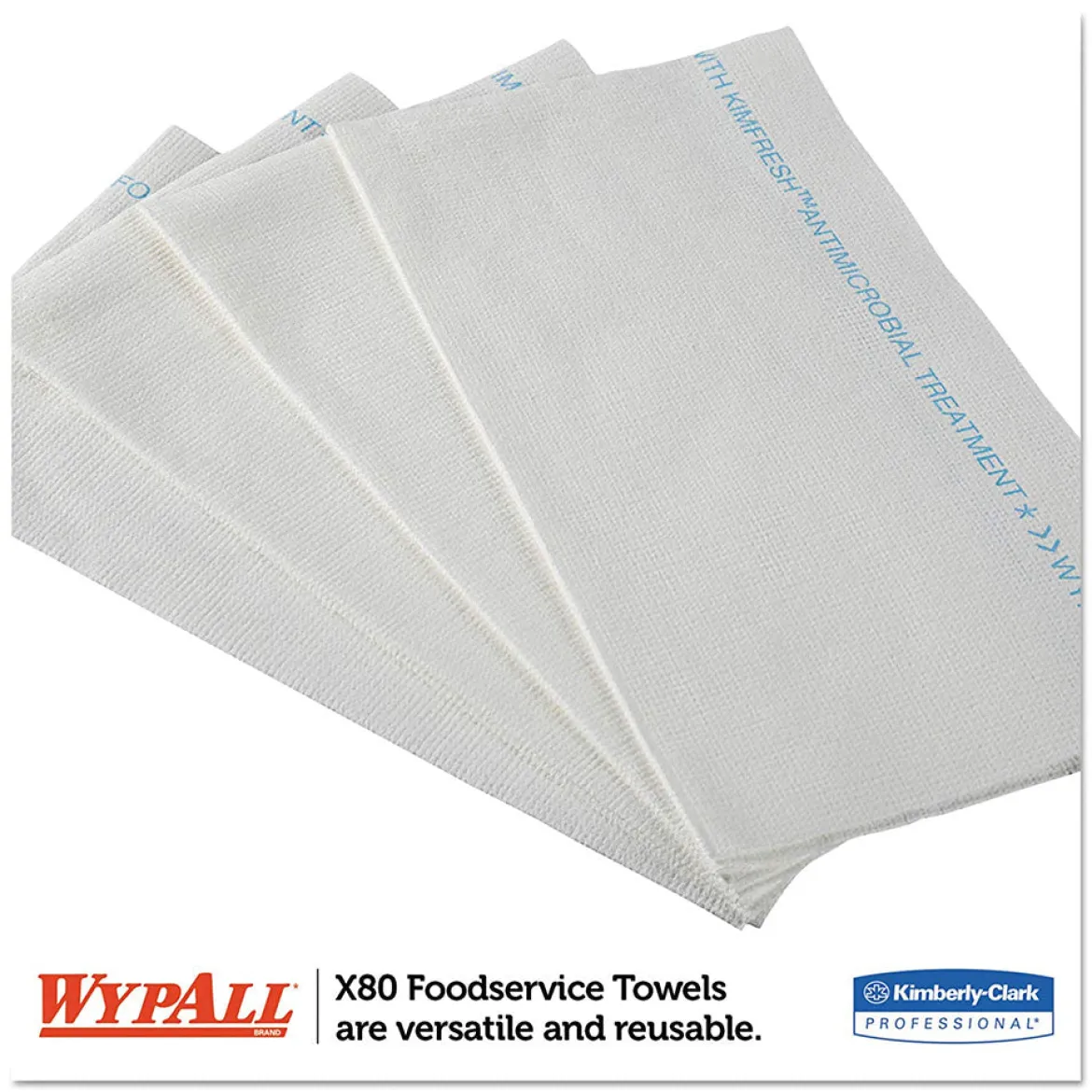KC WypAll® X80 White w/ Blue Stripe Disposable Foodservice Wipes (#06280) - Case of 150