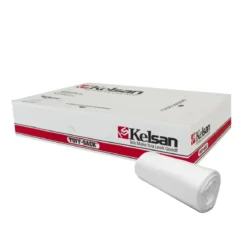 Kelsan Tuff-Sack 55 Gallon Clear High Density Coreless Garbage Bags (43" x 48" | 15 Microns) - Case of 200
