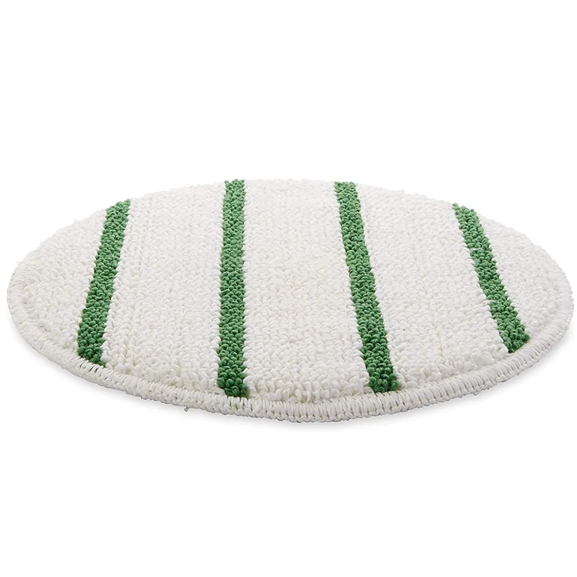 Kelsan 15" White Carpet Scrubbing Bonnet w/ Green Agitation Stripes