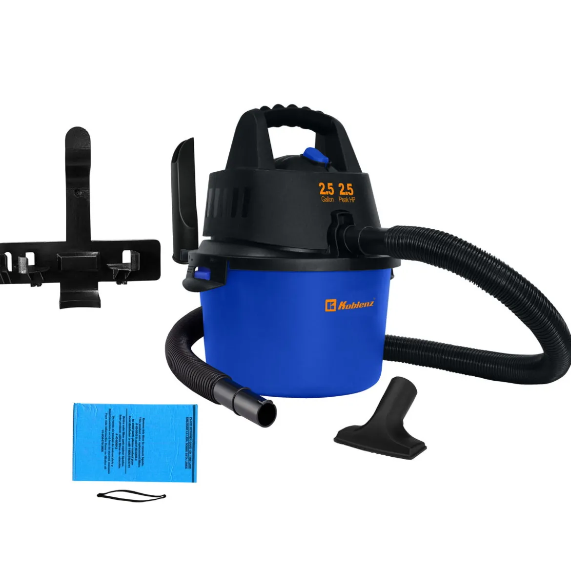 Koblenz® Wet/Dry Vacuum Plus Blower w/ Hose, Wall Mount, Crevice & Pickup Tools - 2.5 Gallon