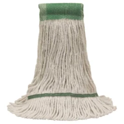 MaxiClean® Cotton & Synthetic Blend White Wet Mops w/ 5" Wide Band (Size: Medium | Looped Ends) - Case of 12