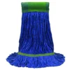 MaxiClean® Cotton & Synthetic Blend Blue Wet Mops w/ 5" Wide Band (Size: Medium | Looped Ends) - Case of 12