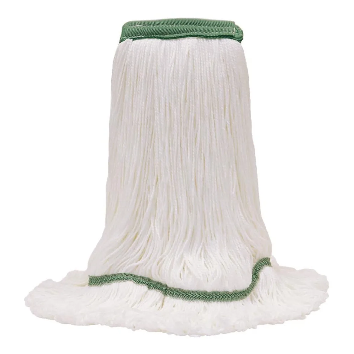 MaxiPlus® Microfiber White Wet Mops w/ 5" Wide Band (Size: Large | Looped Ends) - Case of 12