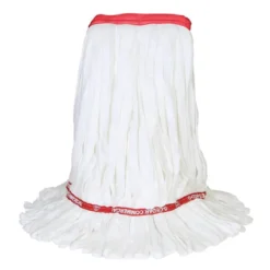 MaxiRough® Rayon & Polyester White Lint Free Absorbent Mops w/ 1.25" Narrow Band (Size: Large | Looped Ends) - Case of 12