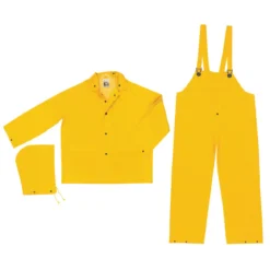 MCR Safety #2003L Yellow Waterproof 3-Piece Rain Suit (Size: Large)