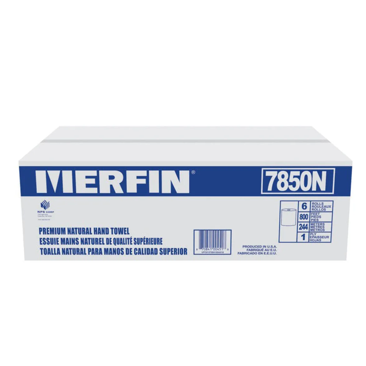 Merfin® Exclusive #7850N Natural Paper Roll Towel (7.5” x 800’) - 6 Rolls