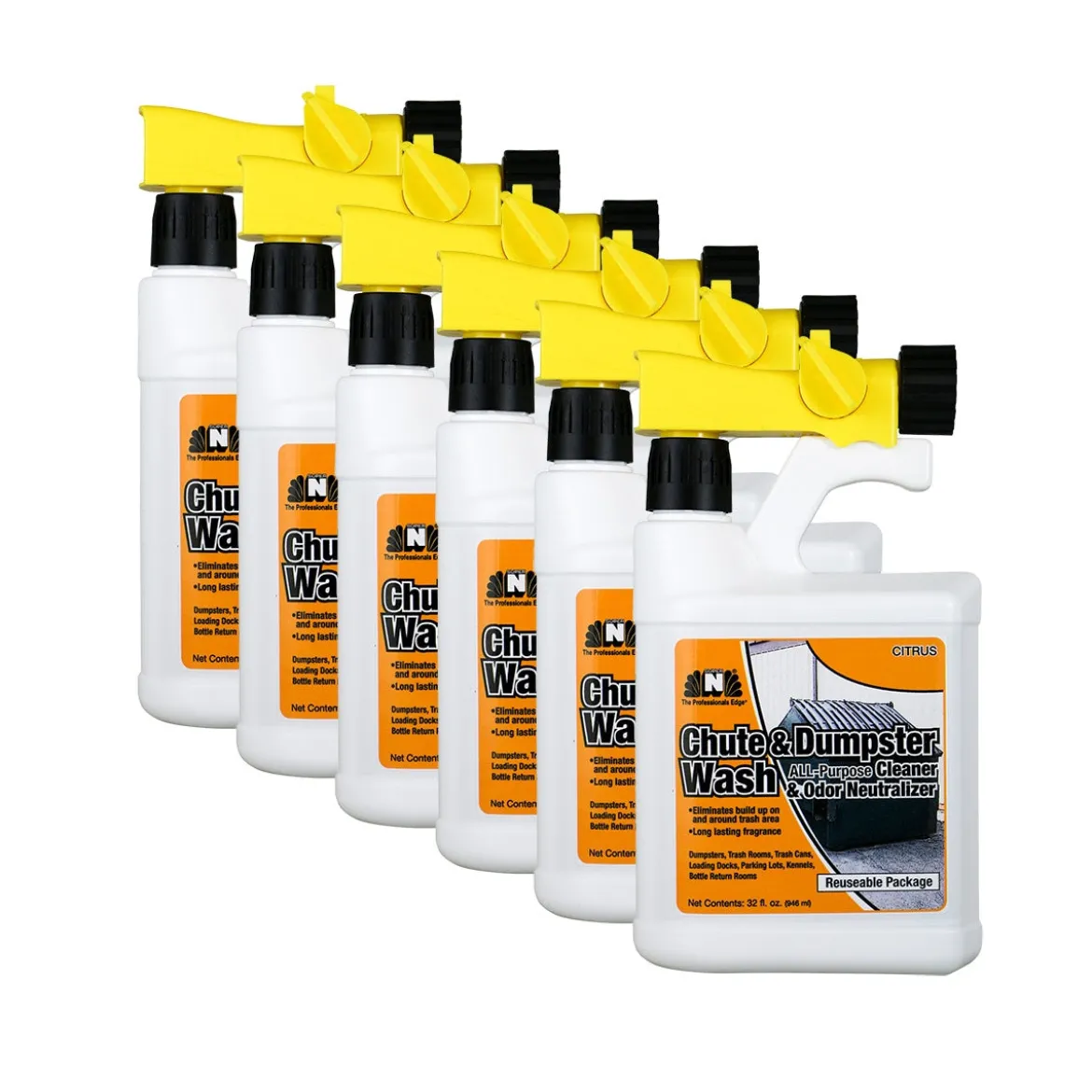 Nilodor® Chute & Dumpster Wash All Purpose Cleaner & Odor Neutralizer (32 oz Bottles) - Case of 6
