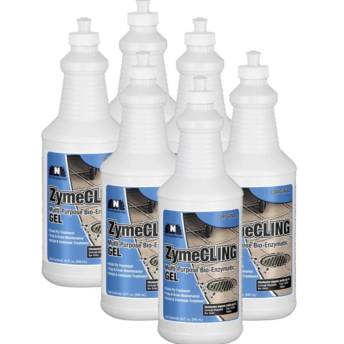 Nilodor® ZymeCling Multi-Purpose Bio-Enzymatic Gel Fly Treatment (32 oz Squeeze Bottles) - Case of 6