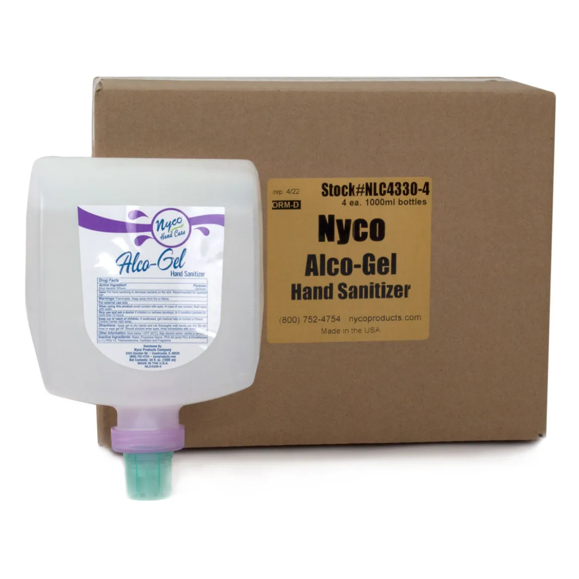 Nyco® 'Alco-Gel' 70% Alcohol Hand Sanitizer (1 Liter Bottles) - Case of 4