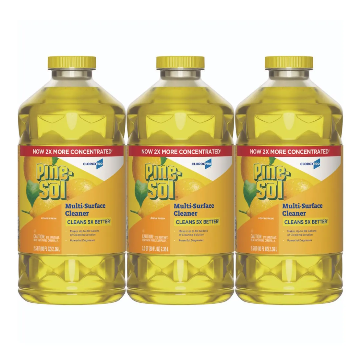 Pine-Sol® Lemon Fresh Concentrated Multi-Surface Cleaner (80 oz Bottles) - Case of 3