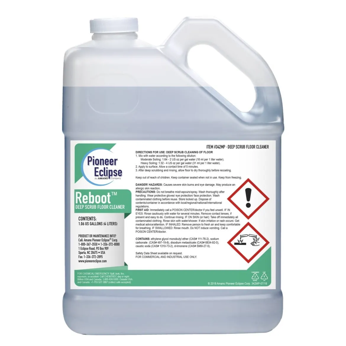 Pioneer Eclipse Reboot™ Deep Scrub Floor Cleaner & Top Coat Remover (1 Gallon Bottles) - Case of 4