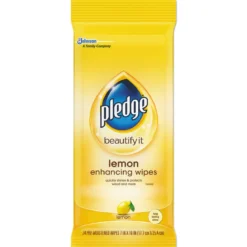 Pledge® Beautify It Lemon Enhancing Wet Wipes (7" x 10" | 24 Wipe Packs) - Case of 12