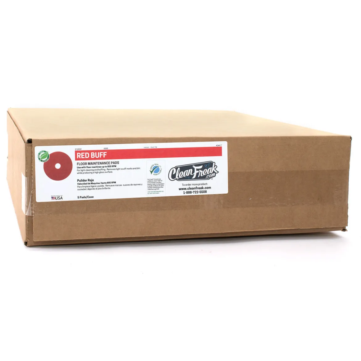 12" Red Floor Wax Buffing Pads - Case of 5