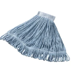 Rubbermaid® Super Stitch® Cotton & Synthetic Blend Blue Wet Mop w/ 5" Headband (Size: Medium | Looped Ends)