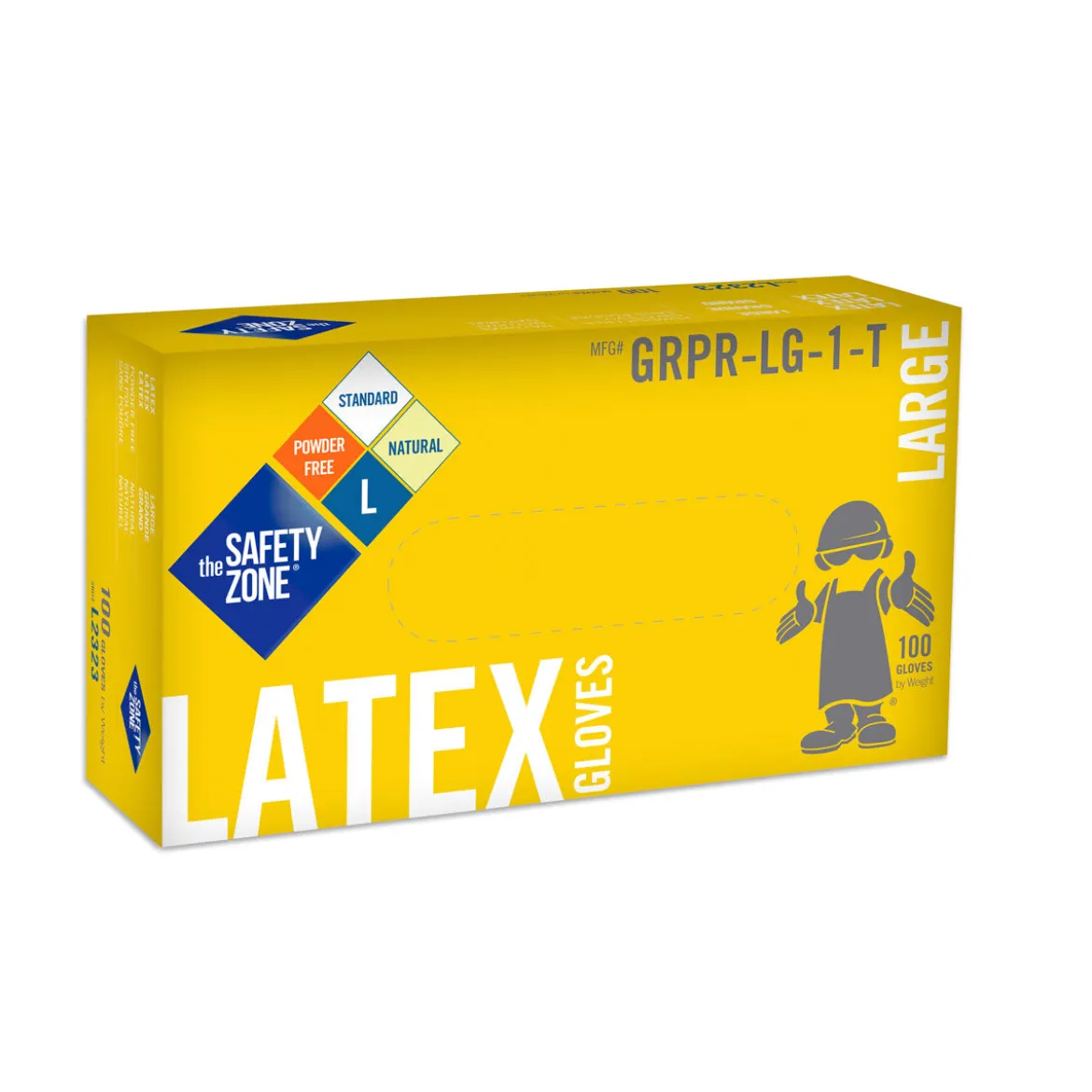 Safety Zone® Disposable 5 Mil White Latex Powder-Free Gloves (S - 2X Sizes Available) - Case of 1000