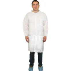 Safety Zone™ 40 Gram Spunbound White Polypropylene Disposable Lab Coats (Sizes: S - 5XL) - Case of 30